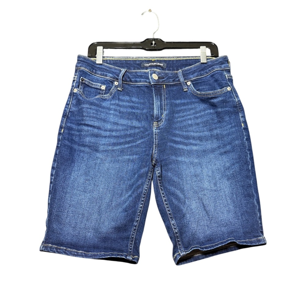 Calvin Klein Jeans Bermuda Shorts Women 10 Blue Denim Stretch Mid‎ Rise 1279162
